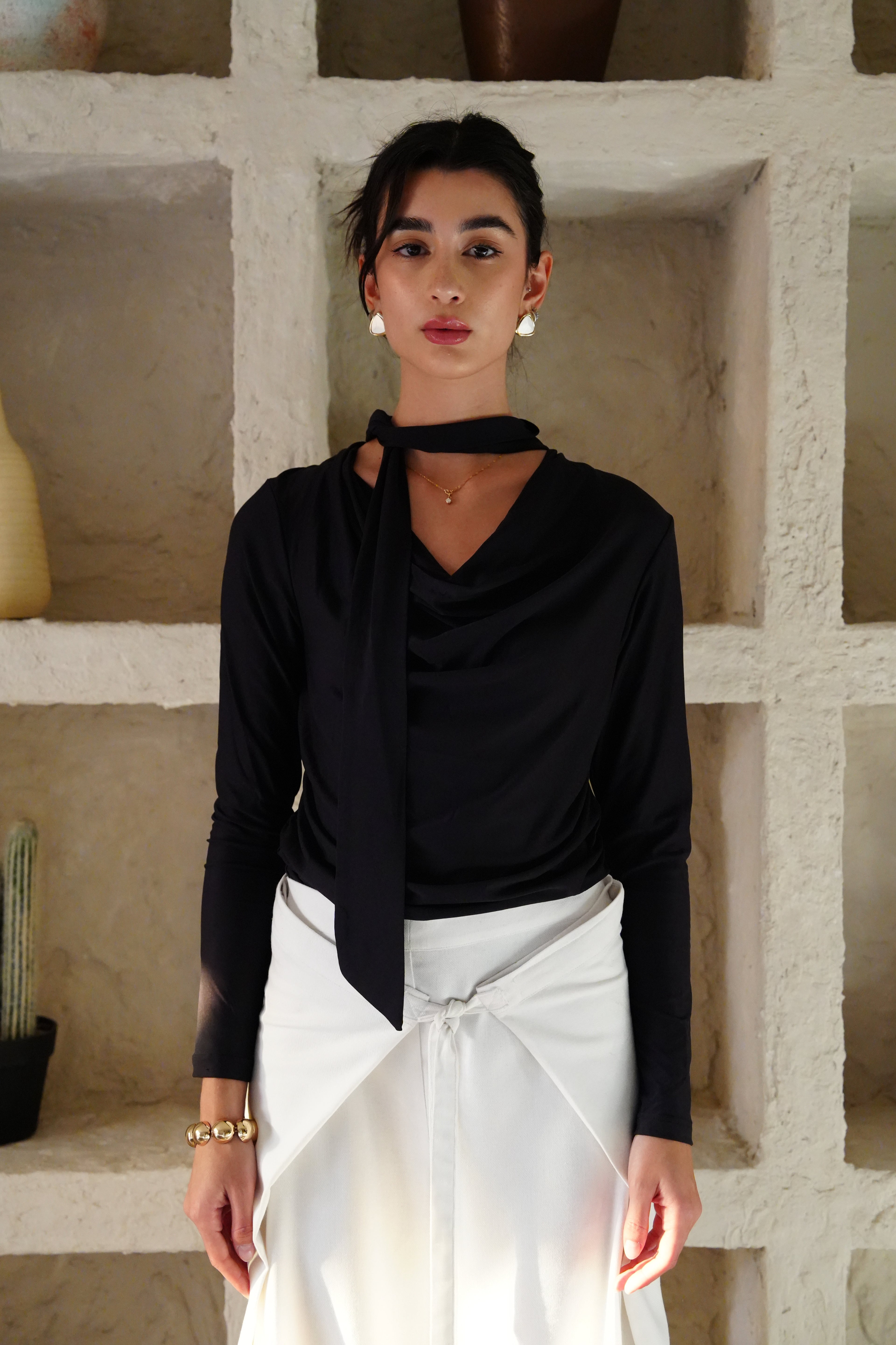 The Stretch Tie Top - Black