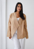 Golden Touch Linen Top - Camel