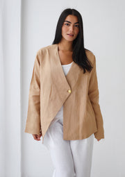 Golden Touch Linen Top - Camel