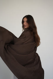 Pleats Bloom Kimono - Brown