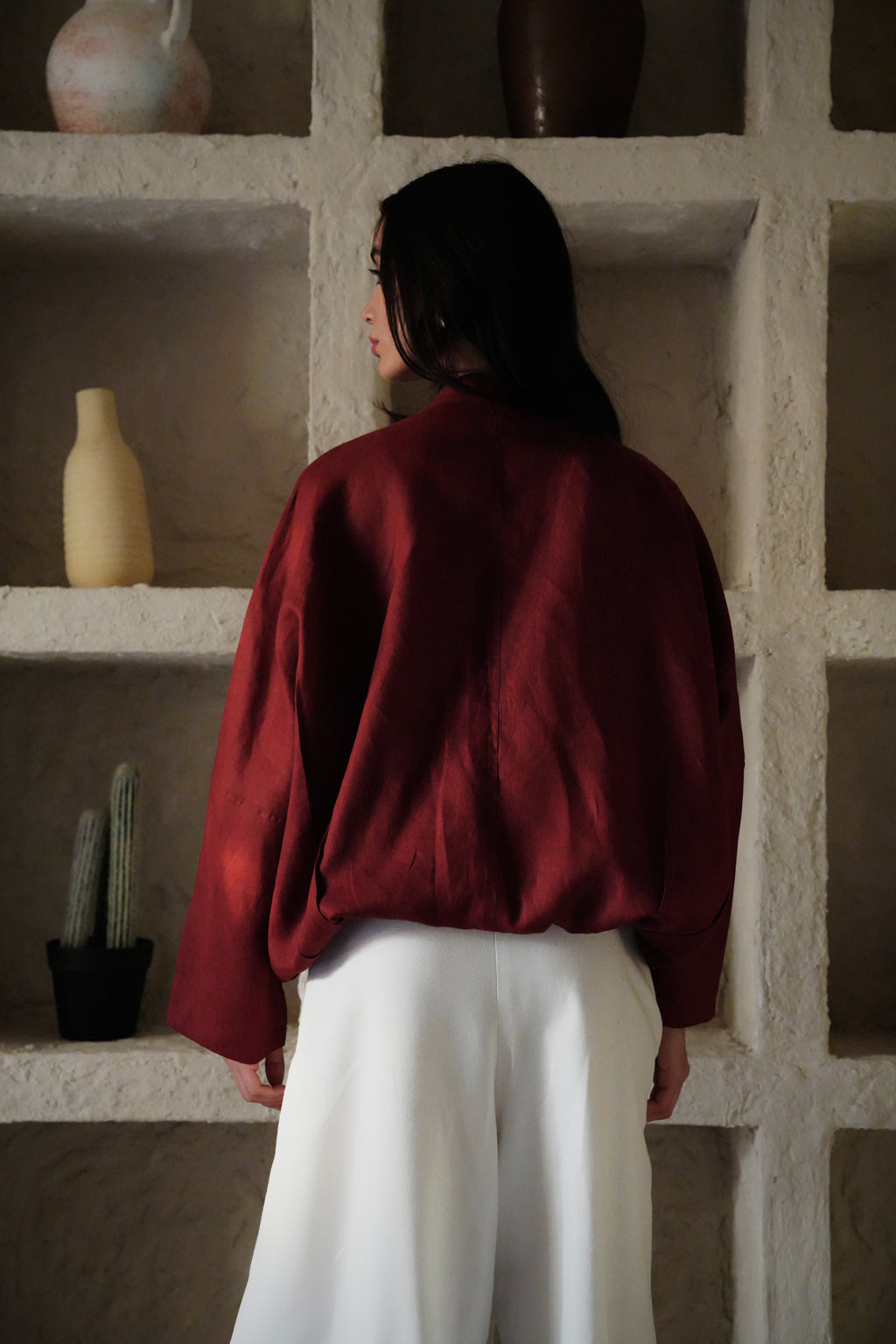 The Linen Edit Shirt - Wine Red