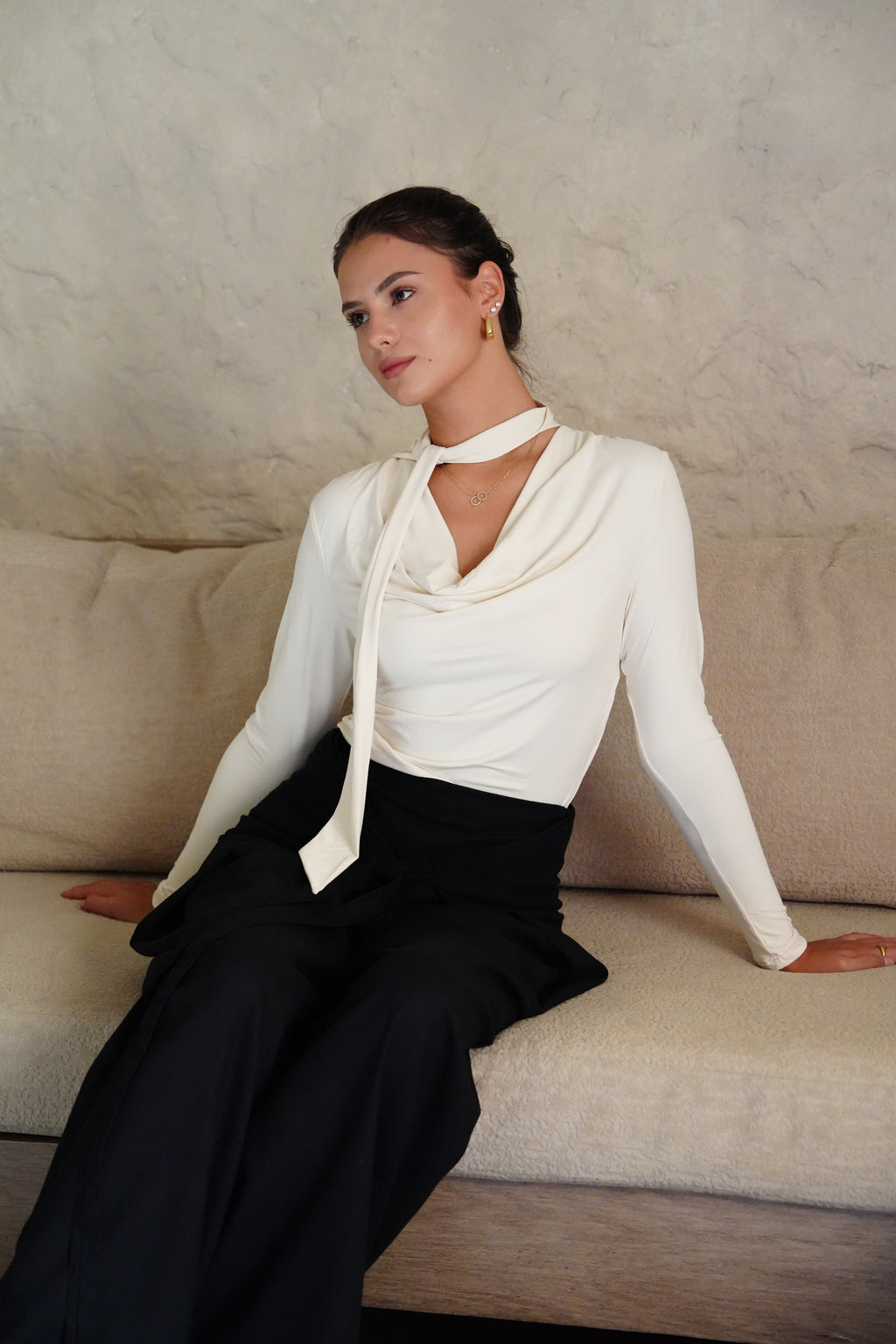 The Stretch Tie Top - Off White