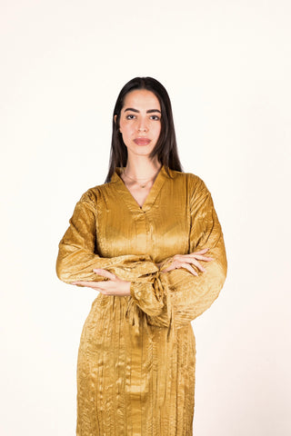 Wrinkled Shimmer Dress - Mustrad