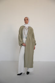 Pleats Bloom Kimono - Light Sage