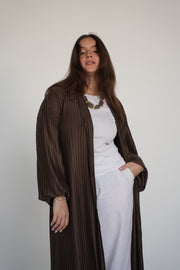 Pleats Bloom Kimono - Brown