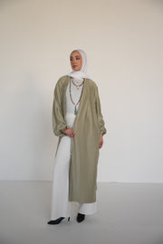 Pleats Bloom Kimono - Light Sage
