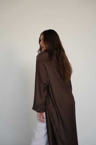 Pleats Bloom Kimono - Brown