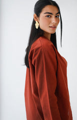 Golden Touch Linen Top - Terracotta