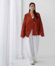 Golden Touch Linen Top - Terracotta
