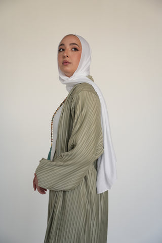 Pleats Bloom Kimono - Light Sage