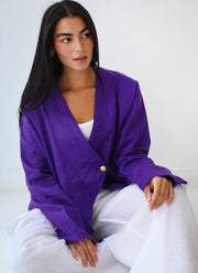 Golden Touch Linen Top - Purple