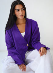Golden Touch Linen Top - Purple