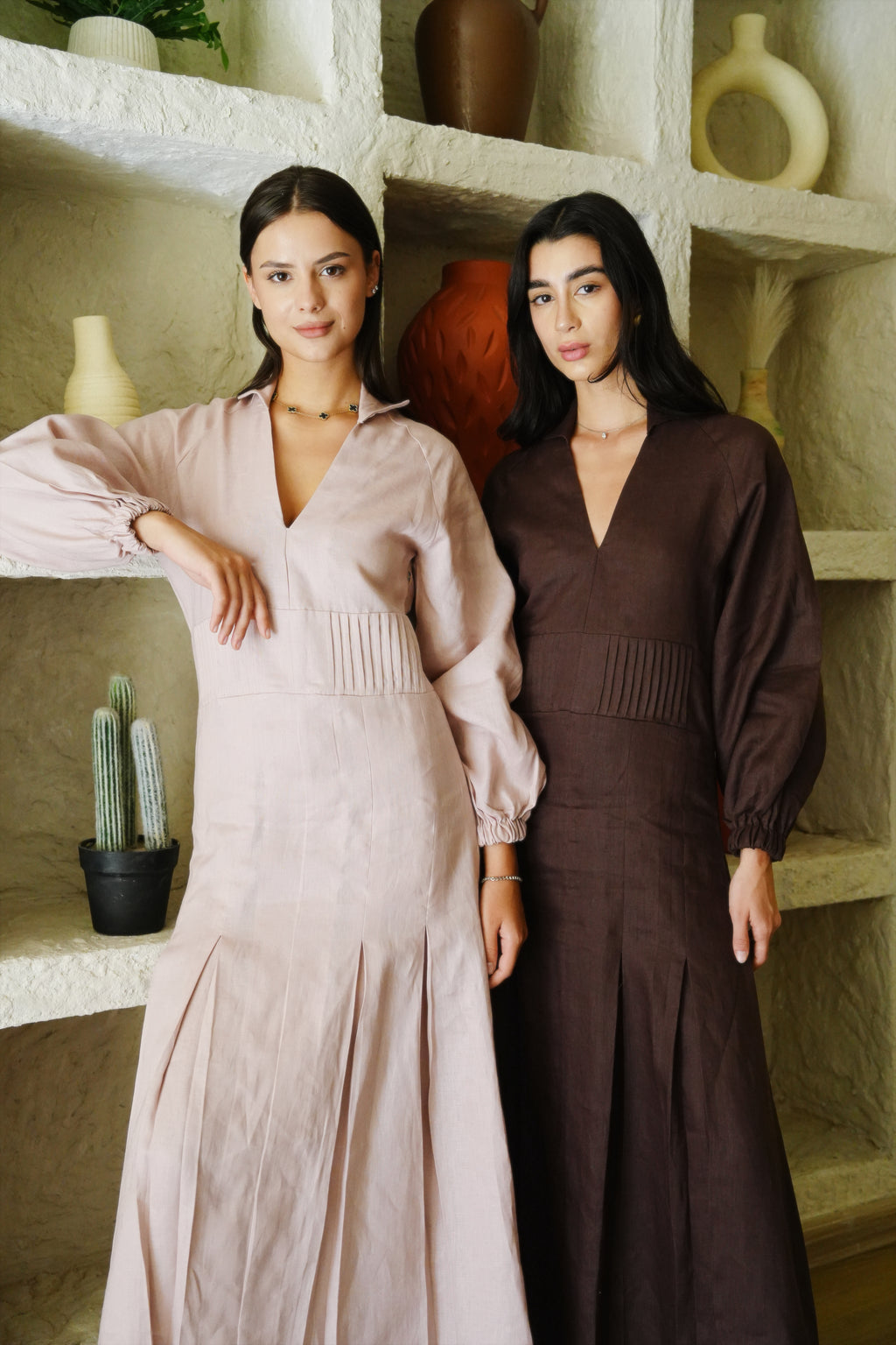 Naomi Linen Dress - Brown