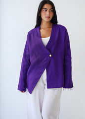 Golden Touch Linen Top - Purple