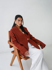 Golden Touch Linen Top - Terracotta