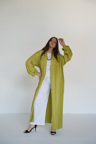 Pleats Bloom Kimono - Lime