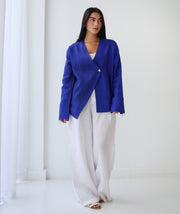 Golden Touch Linen Top - Blue