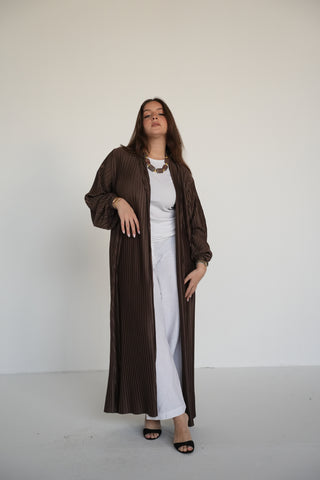 Pleats Bloom Kimono - Brown