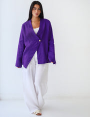 Golden Touch Linen Top - Purple