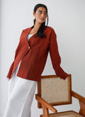 Golden Touch Linen Top - Terracotta