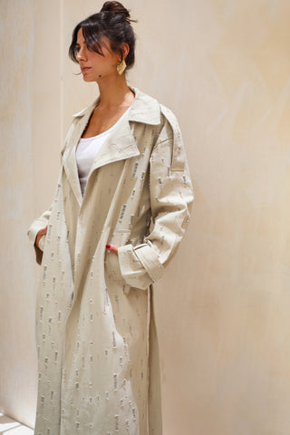Tattered Trench - Light Olive
