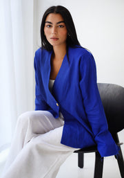 Golden Touch Linen Top - Blue