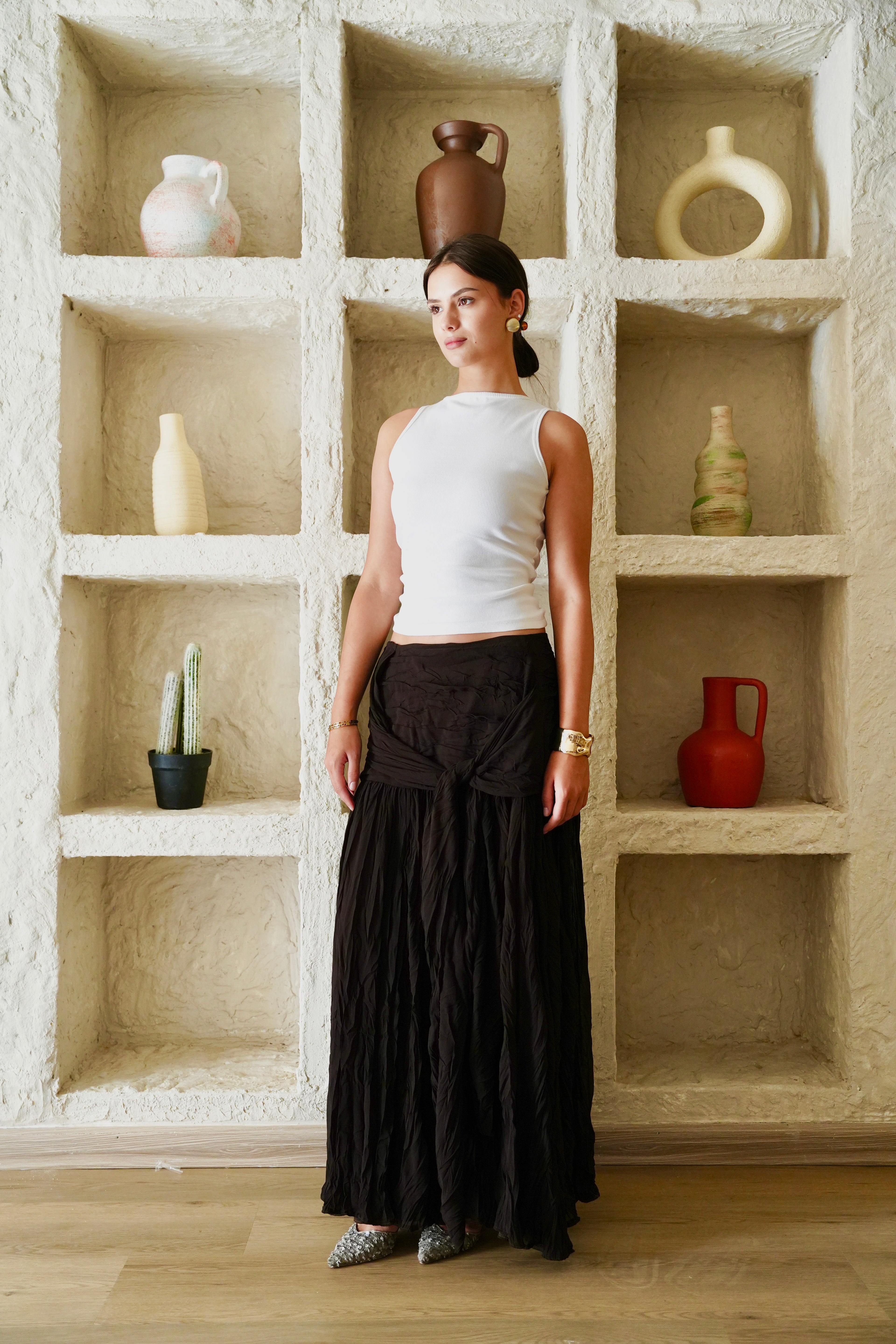The Drape Skirt - Dark Brown