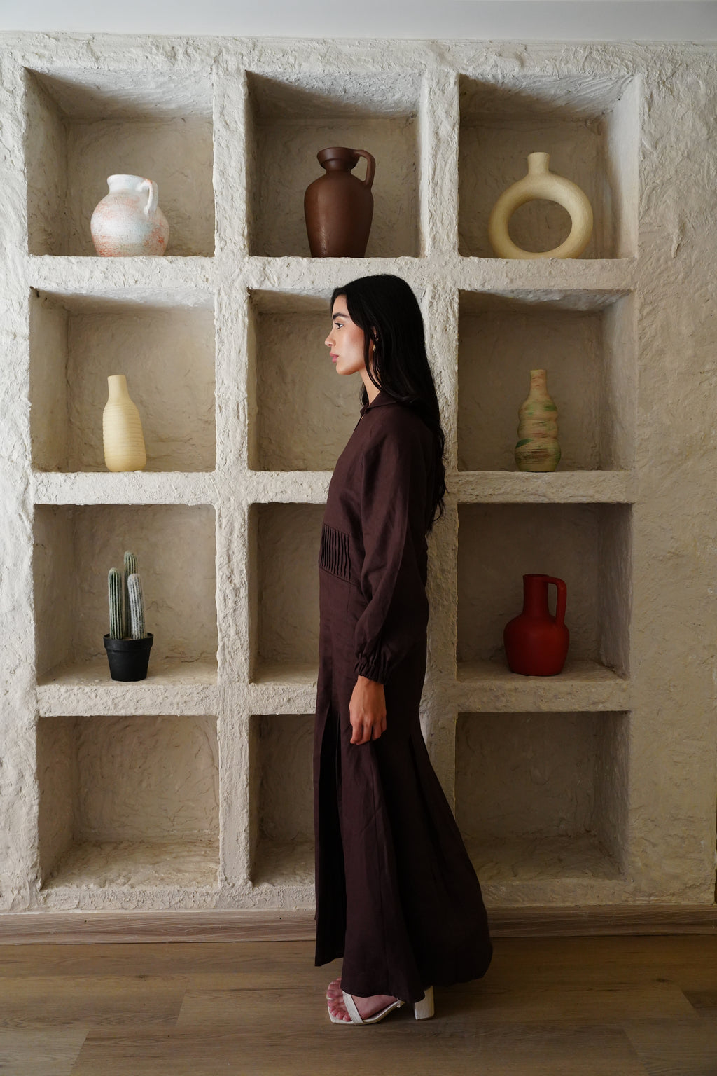 Naomi Linen Dress - Brown