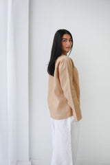 Golden Touch Linen Top - Camel