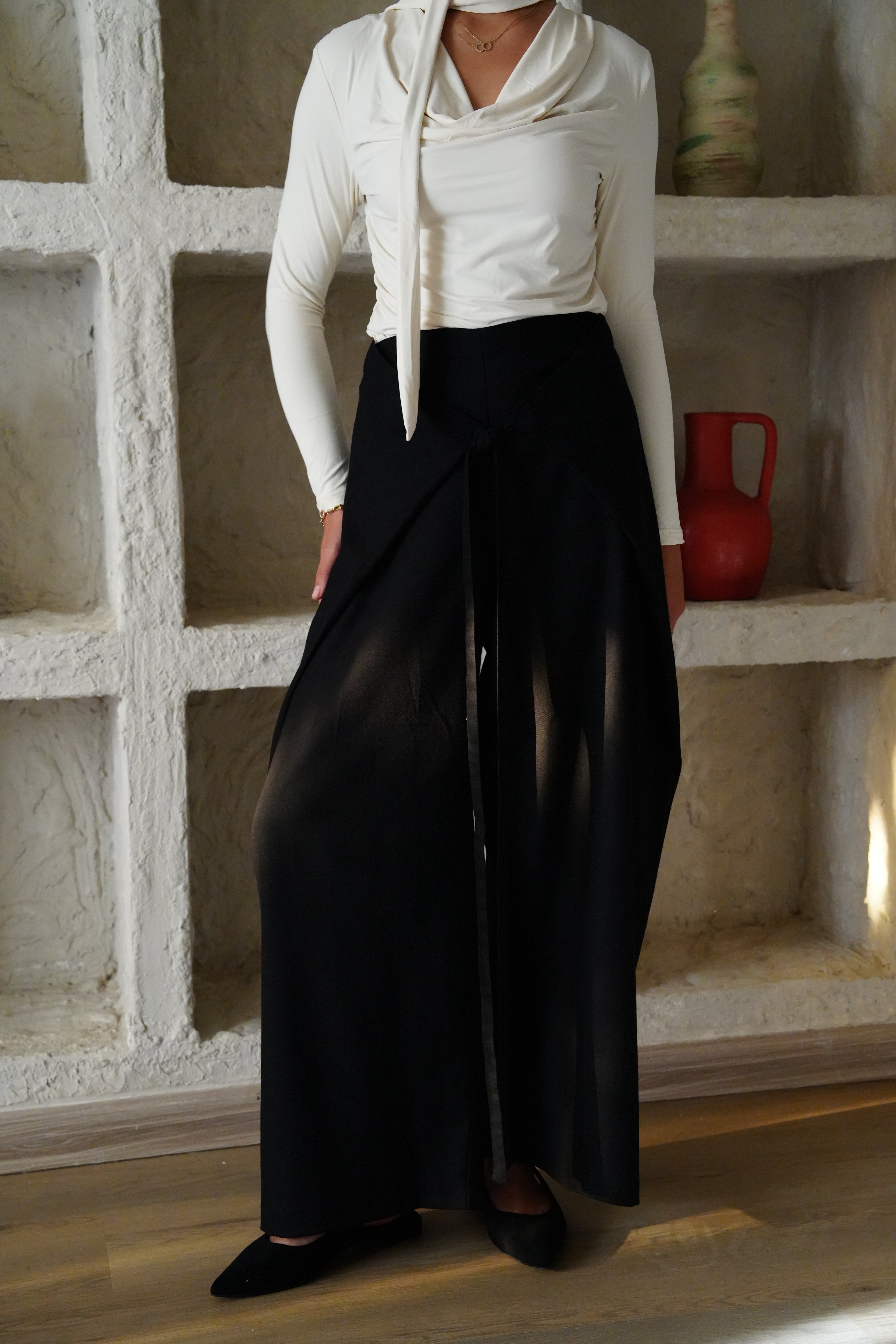 Tie-Up Pants - Black