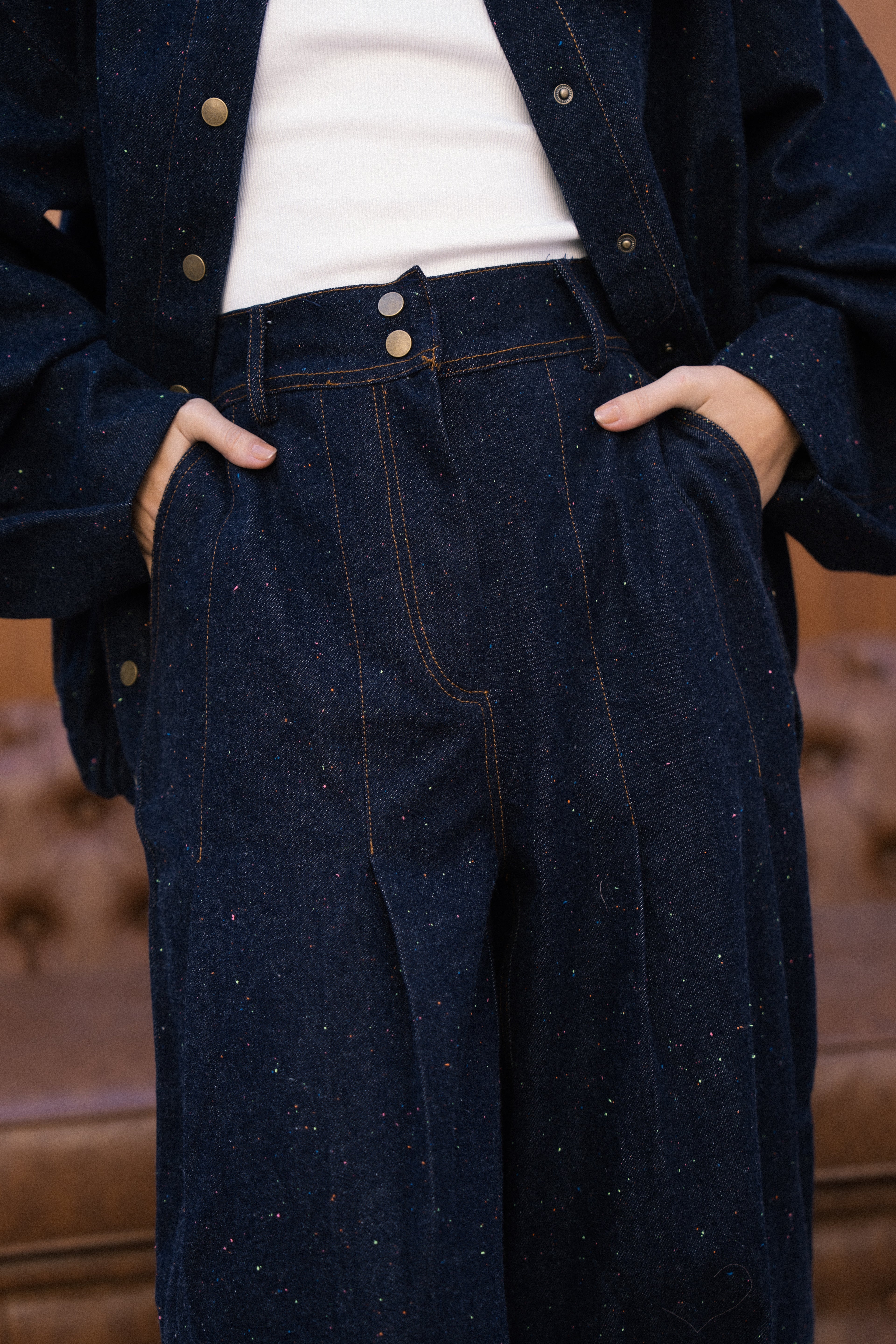 The Speckled Denim Pants