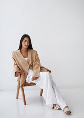 Golden Touch Linen Top - Camel