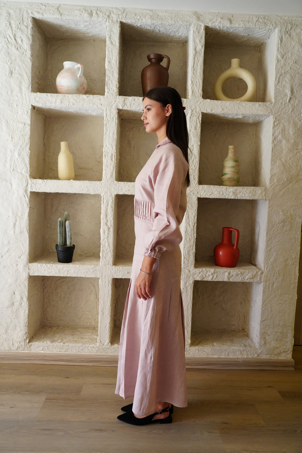 Naomi Linen Dress - Dusty Rose