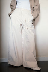 Wide Gabardine Trousers - Creme