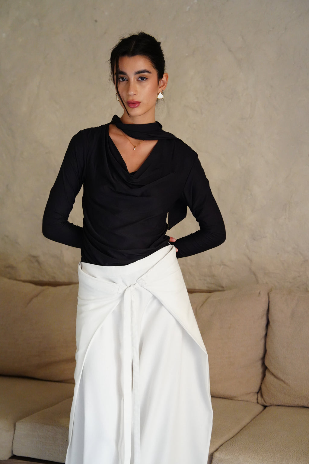 The Stretch Tie Top - Black