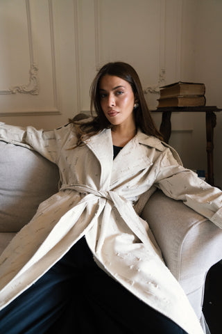 Tattered Trench - Light Olive