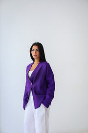 Golden Touch Linen Top - Purple