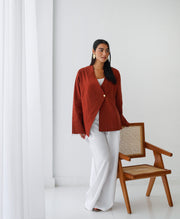 Golden Touch Linen Top - Terracotta