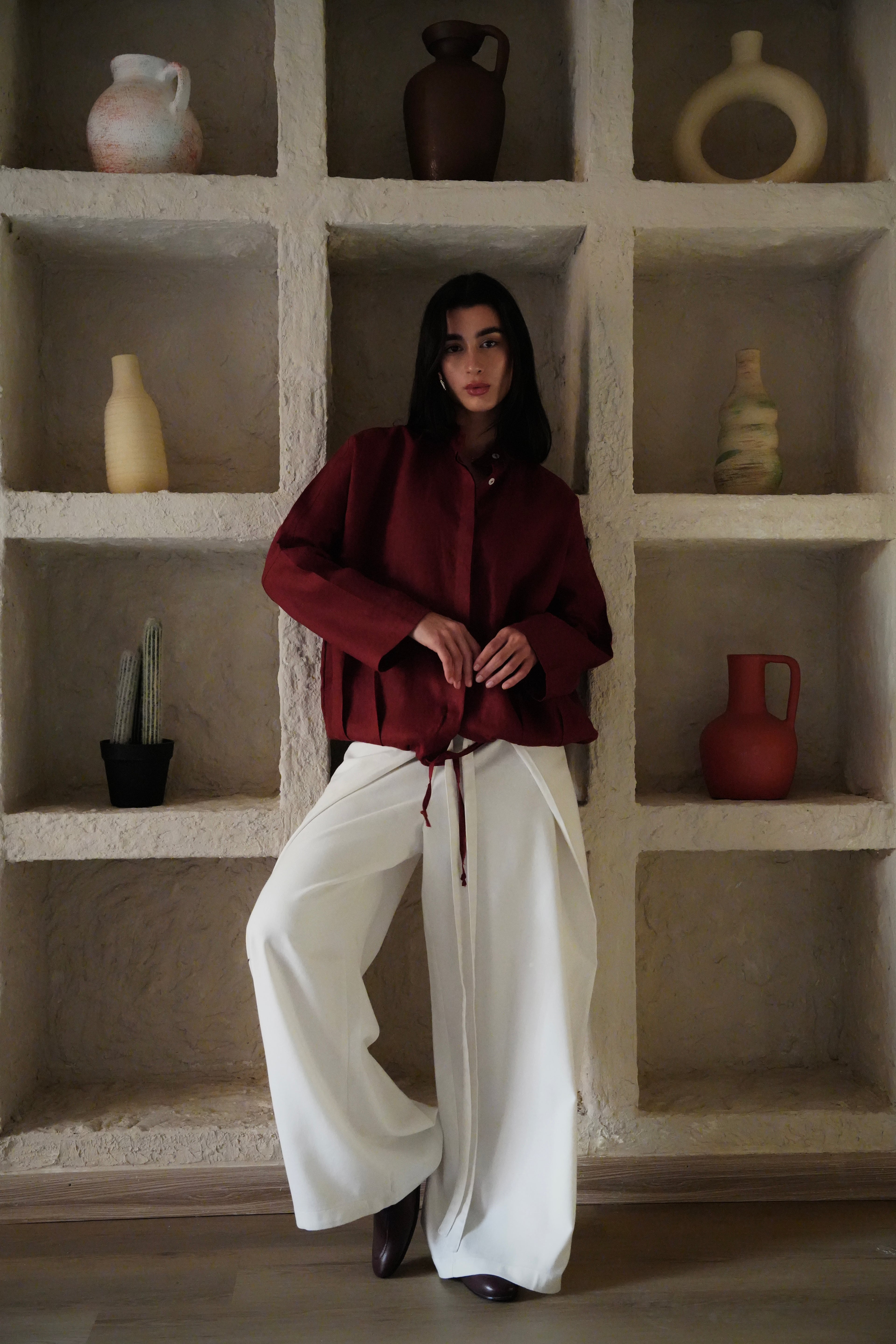 The Linen Edit Shirt - Wine Red