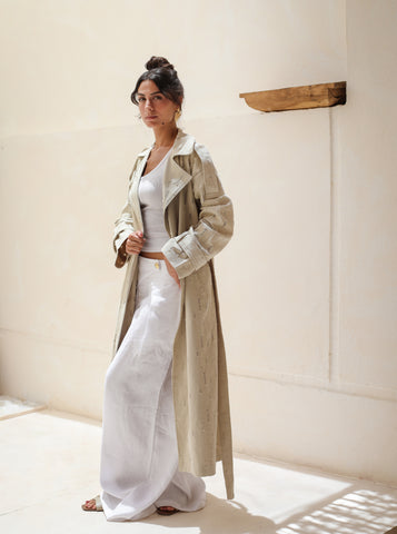 Tattered Trench - Light Olive