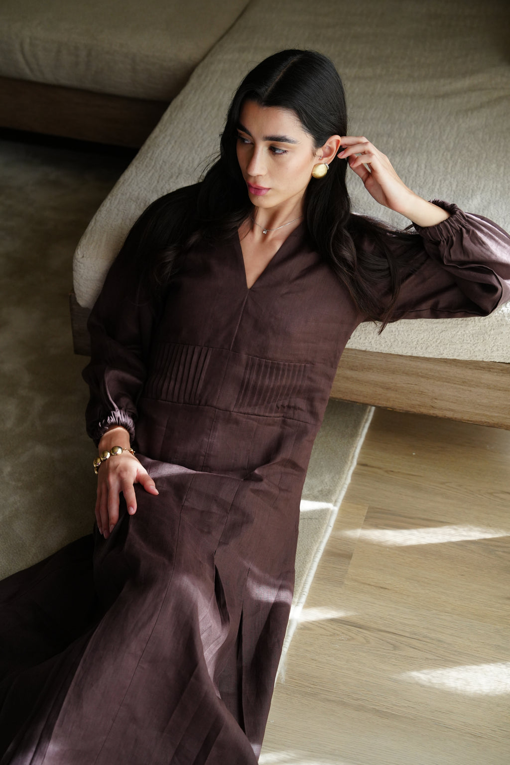 Naomi Linen Dress - Brown