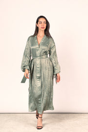 Wrinkled Shimmer Dress - Sage