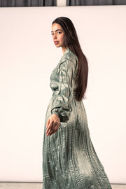 Wrinkled Shimmer Dress - Sage