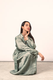 Wrinkled Shimmer Dress - Sage
