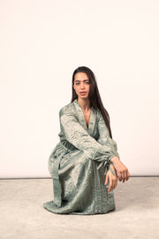 Wrinkled Shimmer Dress - Sage