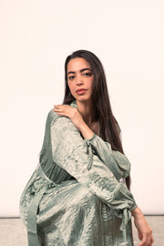 Wrinkled Shimmer Dress - Sage