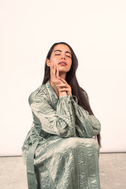 Wrinkled Shimmer Dress - Sage