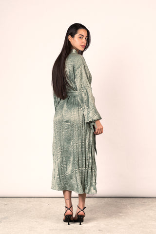 Wrinkled Shimmer Dress - Sage