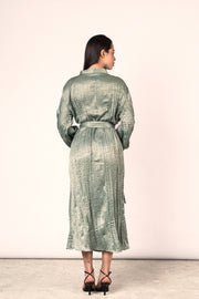 Wrinkled Shimmer Dress - Sage