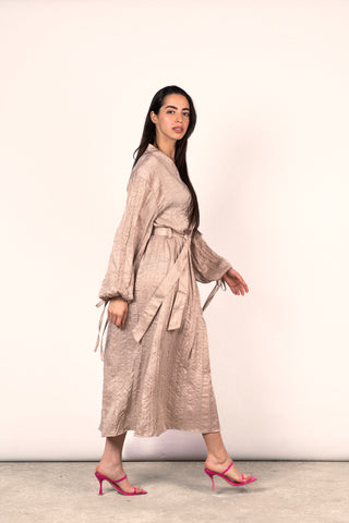 Wrinkled Shimmer Dress - Champagne